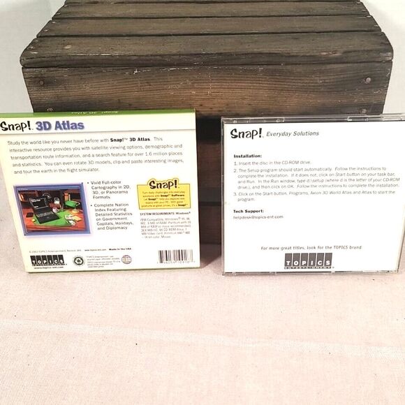 Vintage 2003 3D Atlas PC CD-ROM Software SNAP! WINDOWS 95 98 1.6 Map - Picture 3 of 7